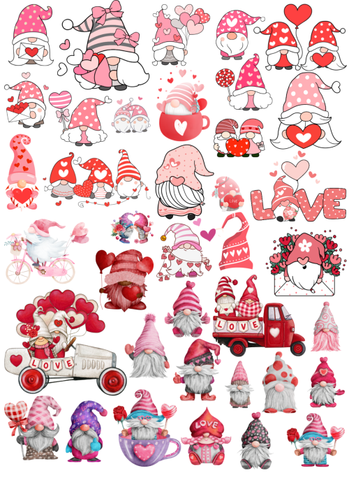 Valentine Gnomes Vinyl Stickers