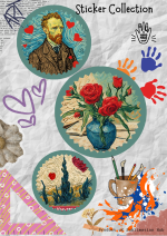  Valentine Van Gogh Stamp Vinyl Sticker