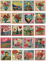  Valentine Van Gogh Stamp Vinyl Sticker